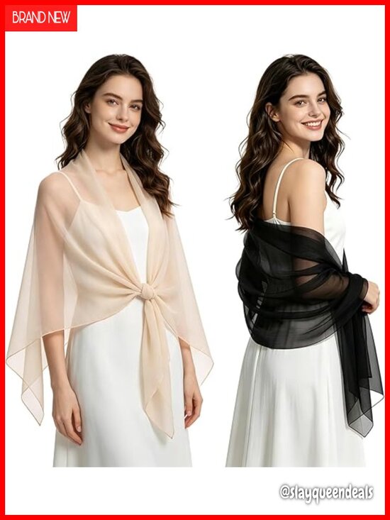 Accessories - 2-Piece Chiffon Shawls and Wraps for Evening Dresses Wedding Bridal Scarf